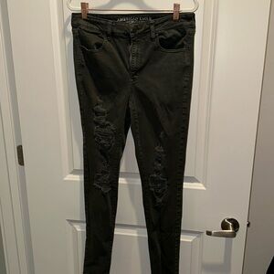American Eagle black/grey ripped skinny jeans